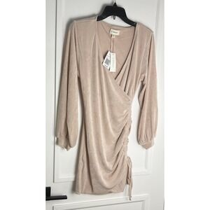 L*Space Size Small Melissa Mini Dress In Seashell Ruched Splice V Neck Cuff NWT‎